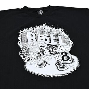 Rebel8‎ Shirt Mens 3XL Black Short Sleeve Graphic Tee Graffiti Punk Tattoo Tag